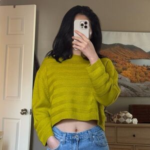 Topshop Green Crop top sweater in Small